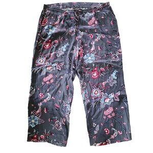 LOFT Ann Taylor Women's Floral Wide Leg‎ Casual Pants XXL Gray Multi Gypsy